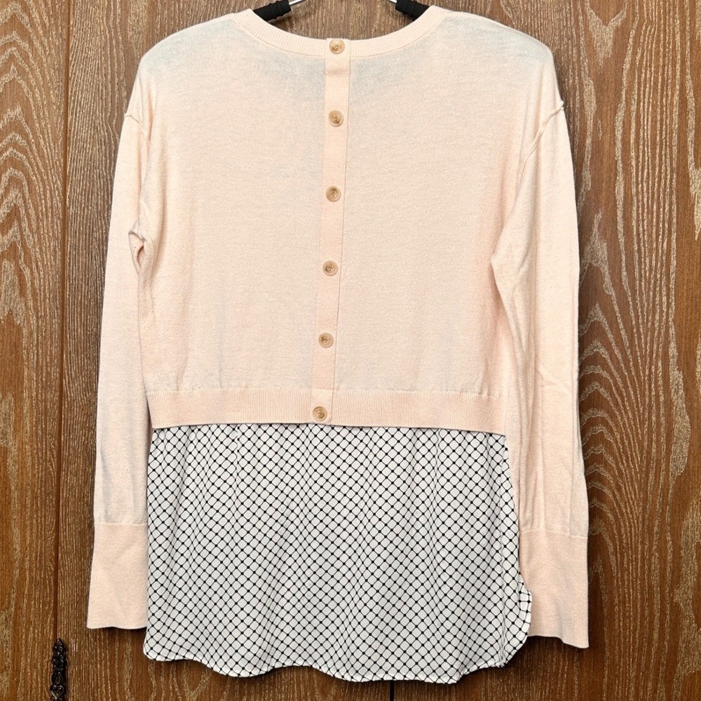 Halogen Pink Cashmere Blend Layered Hem Sweater Women's Med Cottagecore Milkmaid - Picture 2 of 4